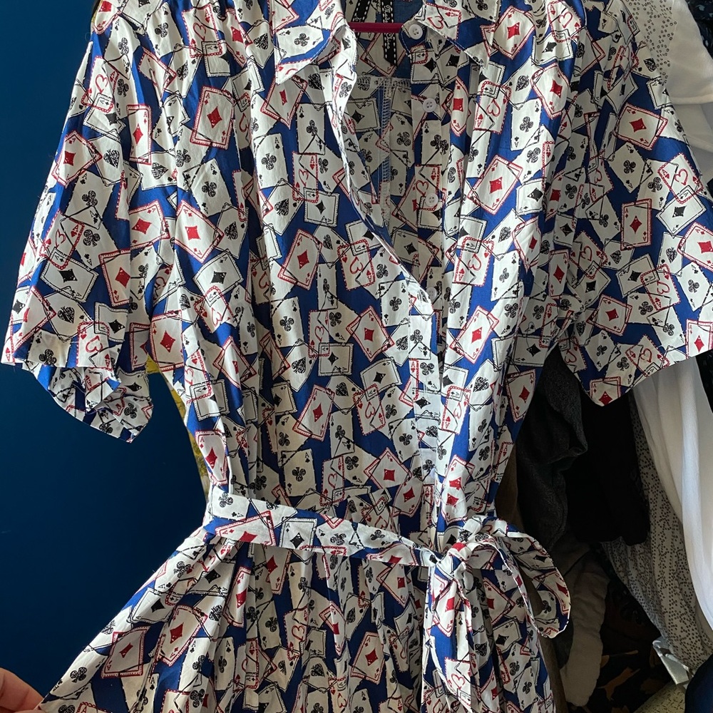 Size 4x Card Print Shirt Dress